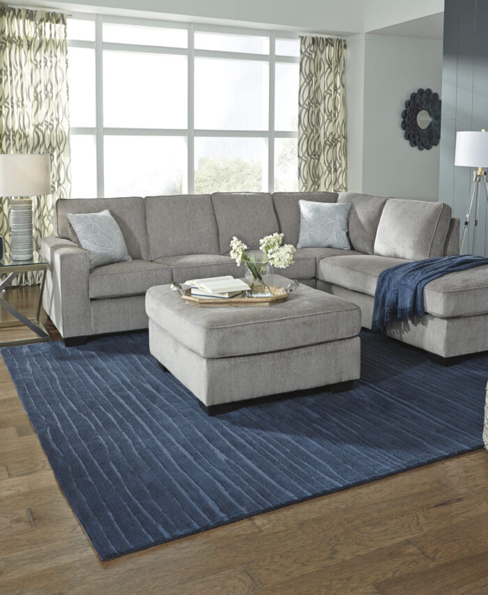 Beige Sectional Sofa with Matching Ottoman – Modern Comfort