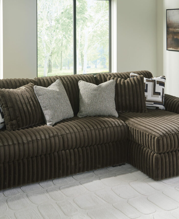 Brown Corduroy Sectional Sofa with Chaise – Modern Comfort & Style