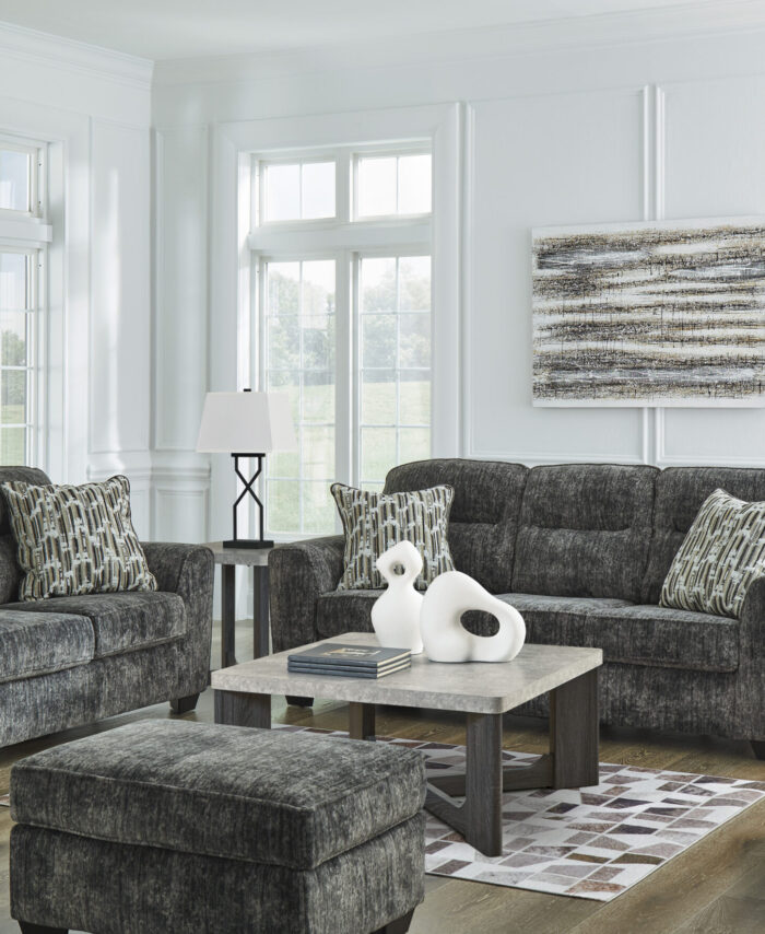 Charcoal Gray Sofa & Loveseat Set with Accent Pillows – Contemporary Comfort