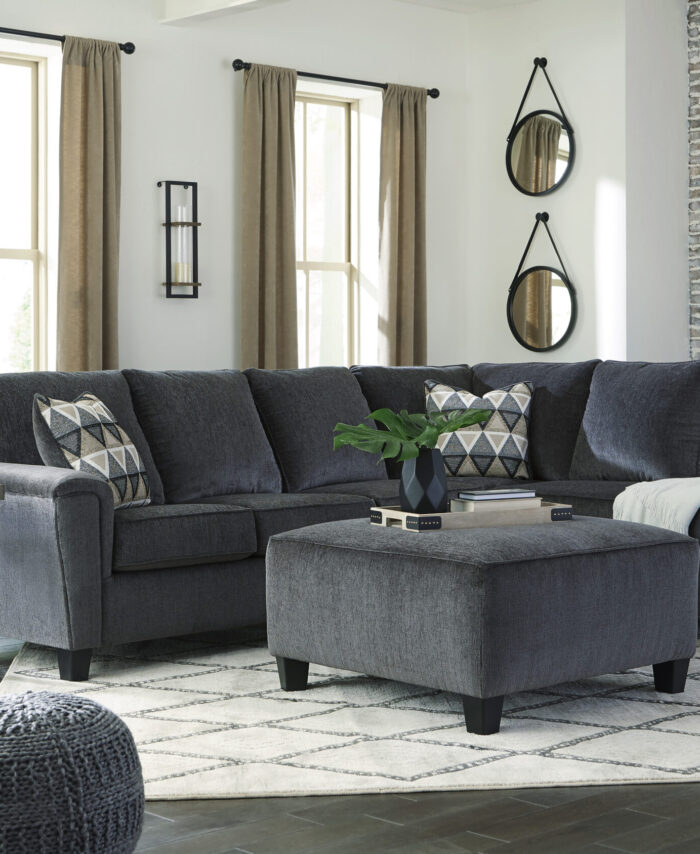 Dark Gray Fabric Sectional Sofa with Ottoman – Modern Comfort