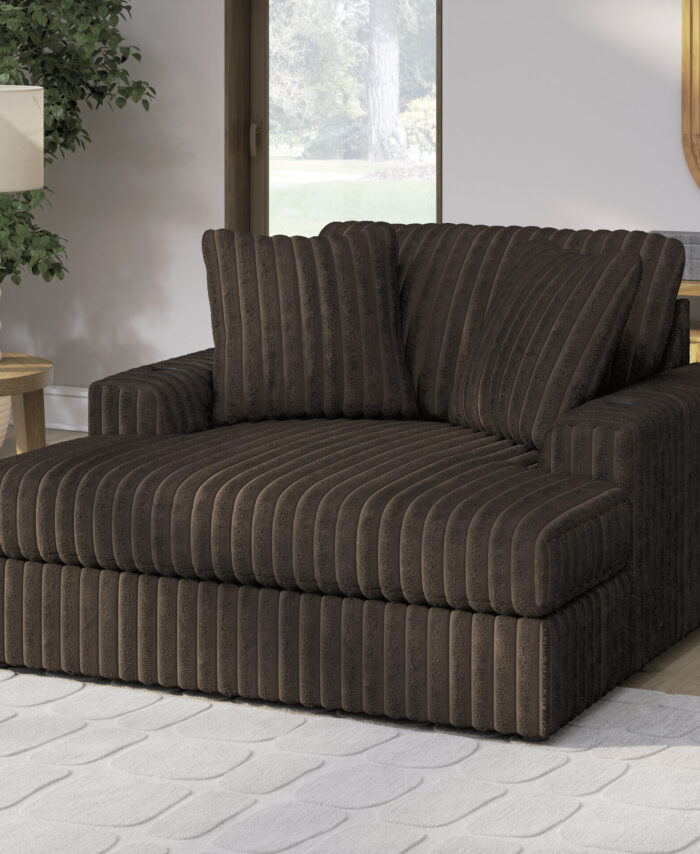 Dark Striped Oversized Accent Chair – Plush Lounge Comfort