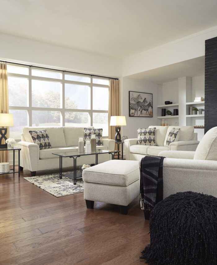 Modern Cream Upholstered Living Room Set – Sofa, Loveseat & Chair