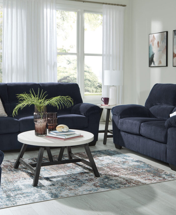 Navy Blue Sofa & Loveseat Set – Cozy Modern Living